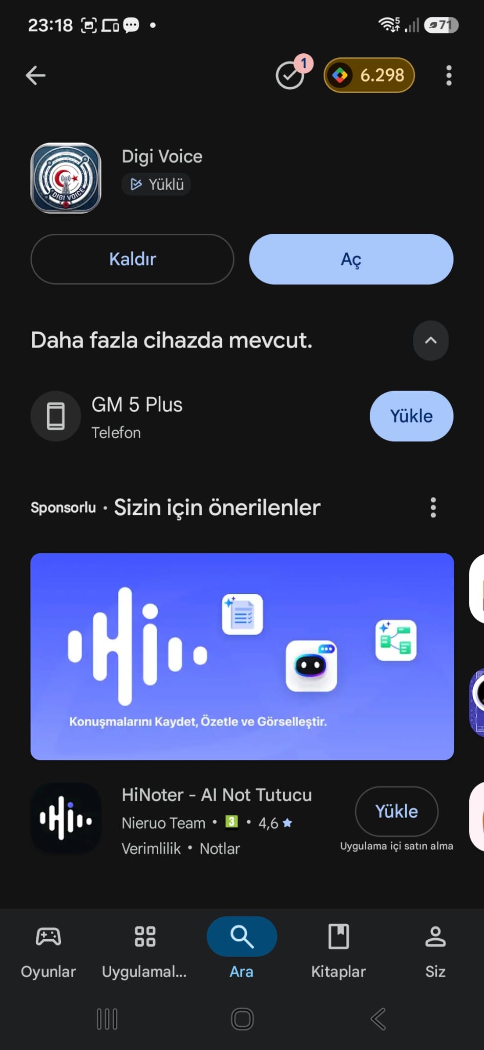 Digi Voice uygulaması yükleme tamamlandı ekranı