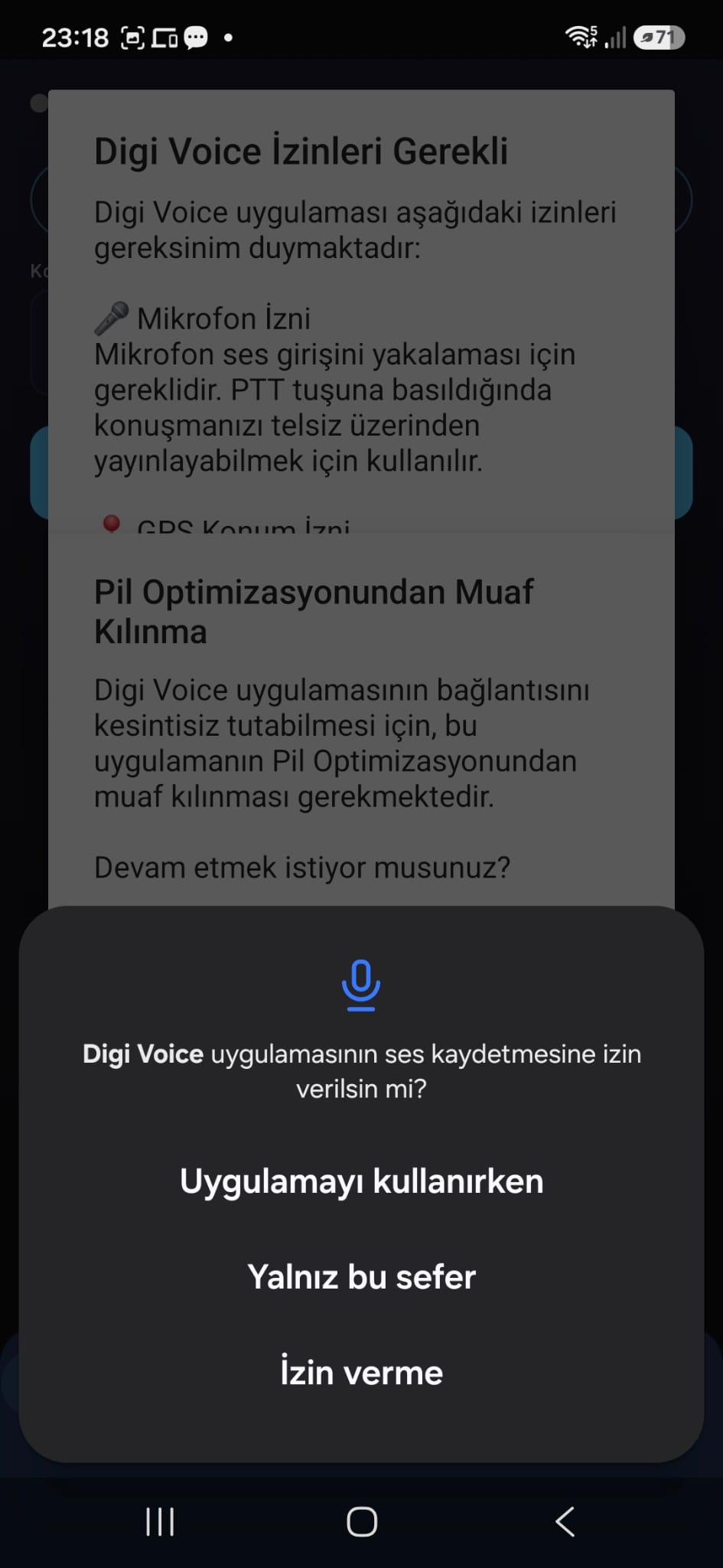 Digi Voice mikrofon izni sorusu