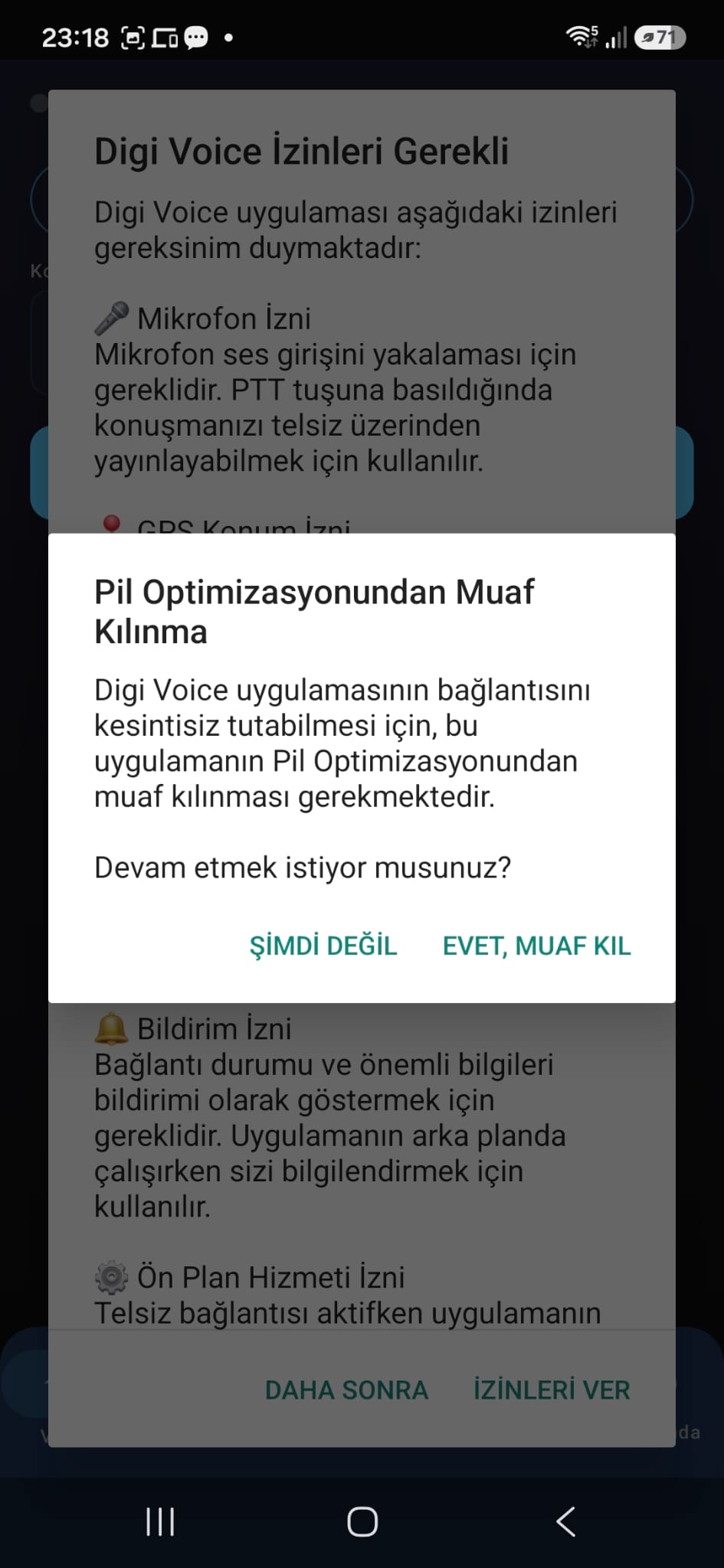Digi Voice pil optimizasyonu muafiyeti