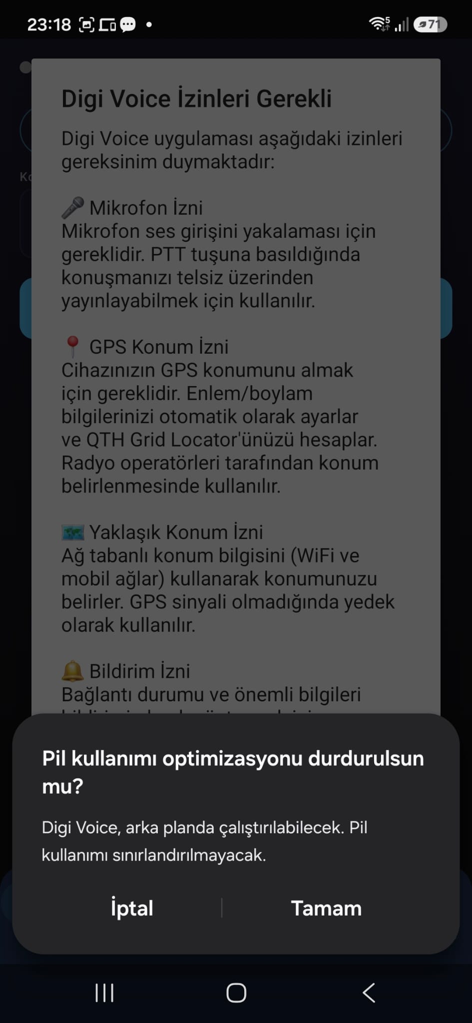 Digi Voice pil kullanımı optimizasyonu durdurma onayı