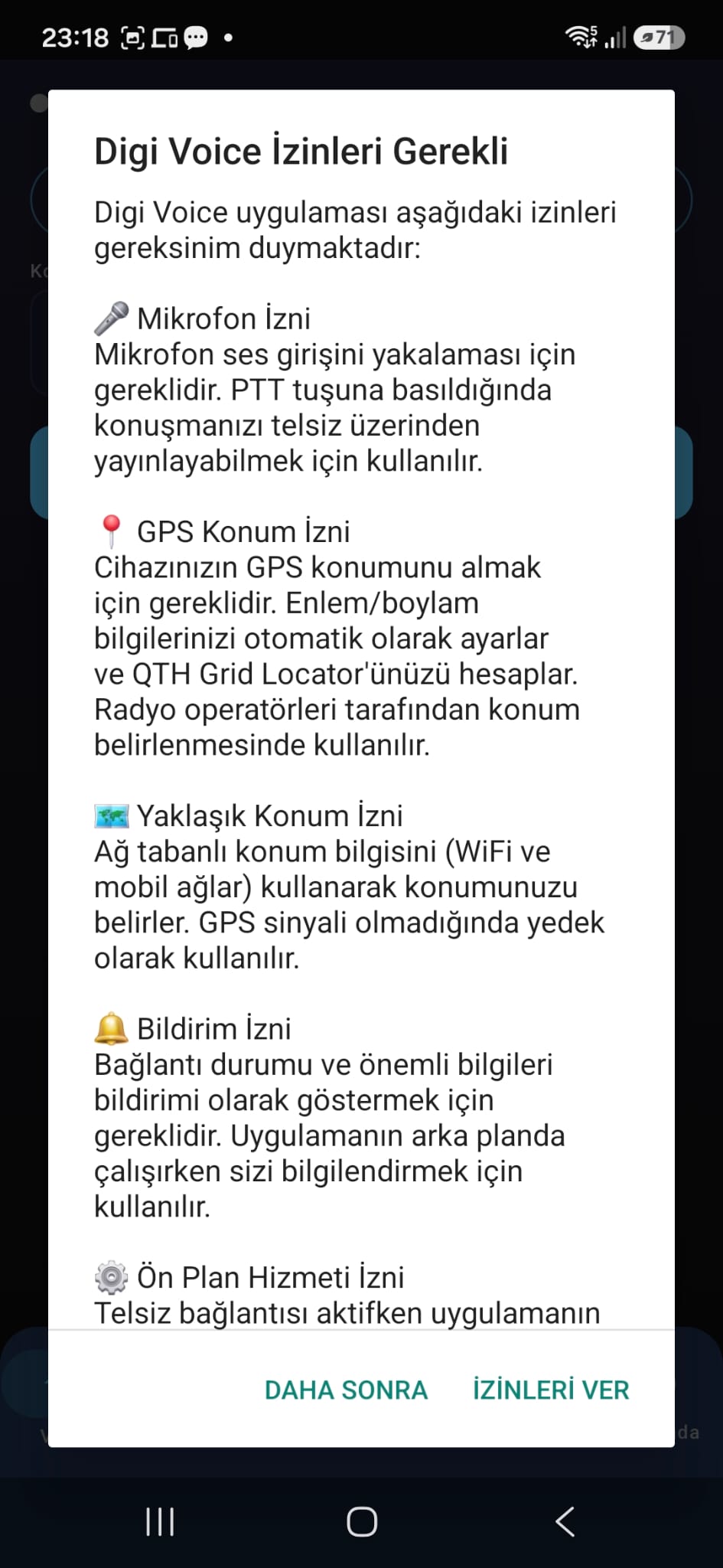 Digi Voice izinleri gerekli formu