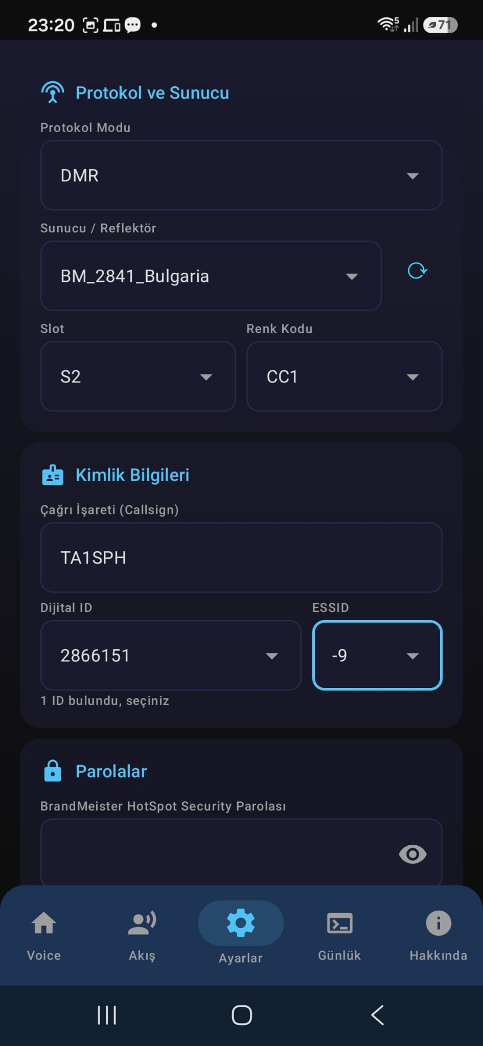 Digi Voice protokol ve sunucu ayarları