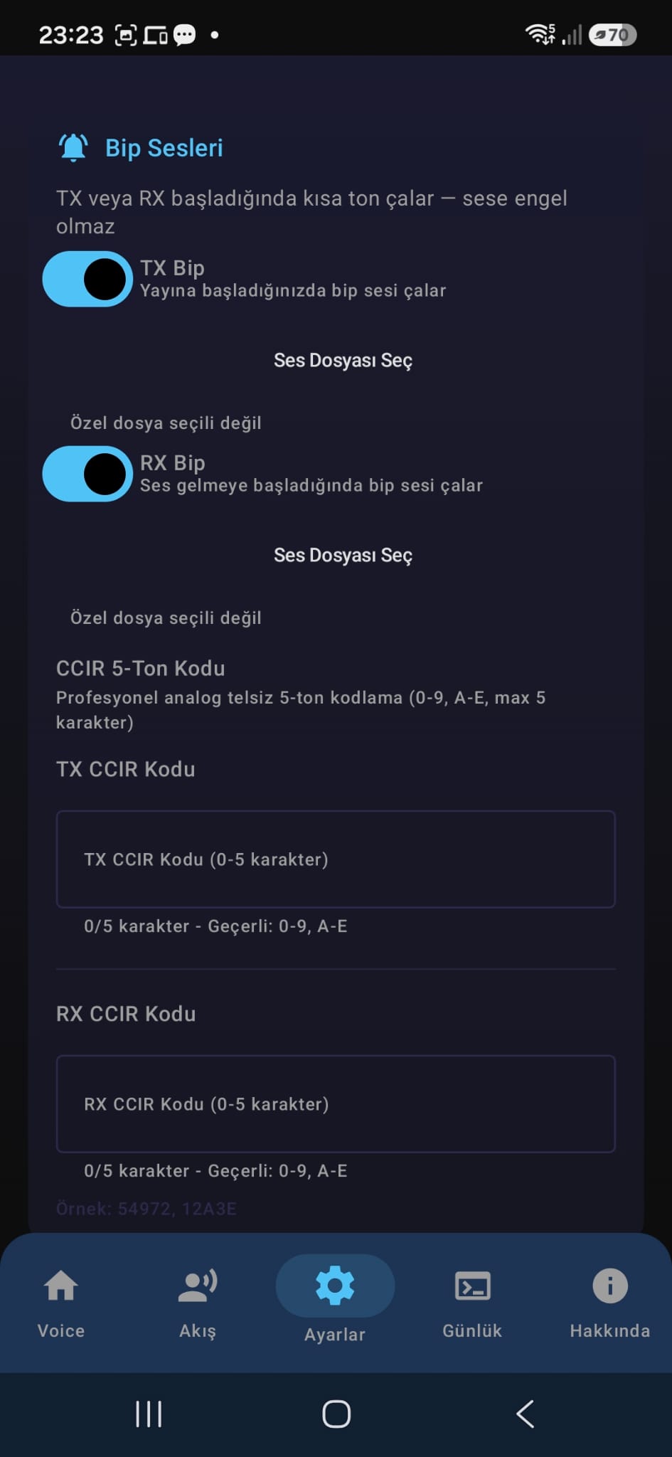 Digi Voice bip sesleri ayarları