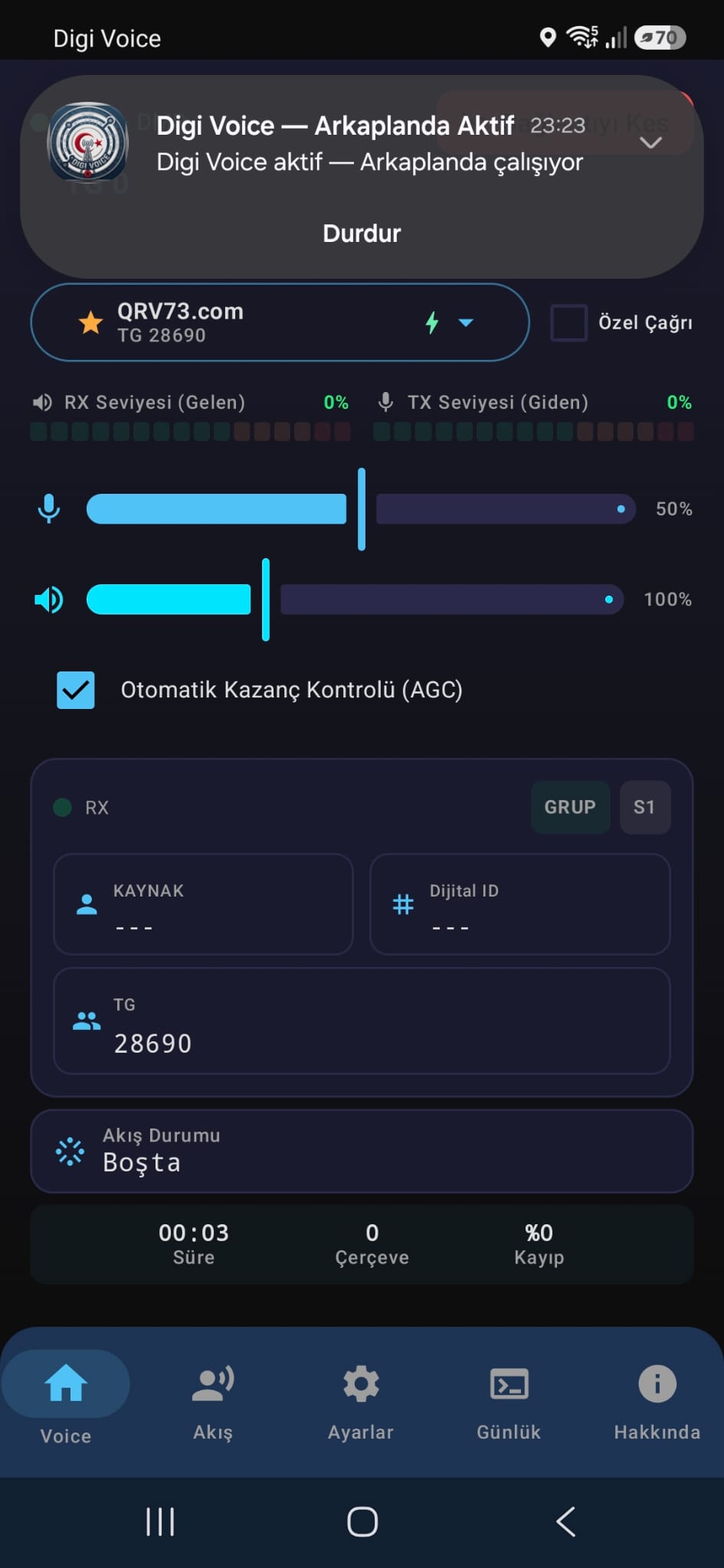 Digi Voice yedek dosyası seçimi