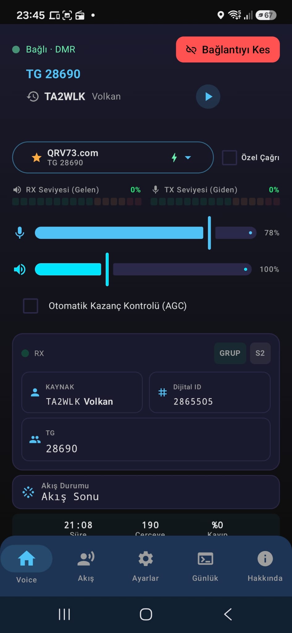Digi Voice ayarlar geri yükleme tamamlandı